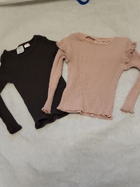 Two Zara ribbed long sleeve tops